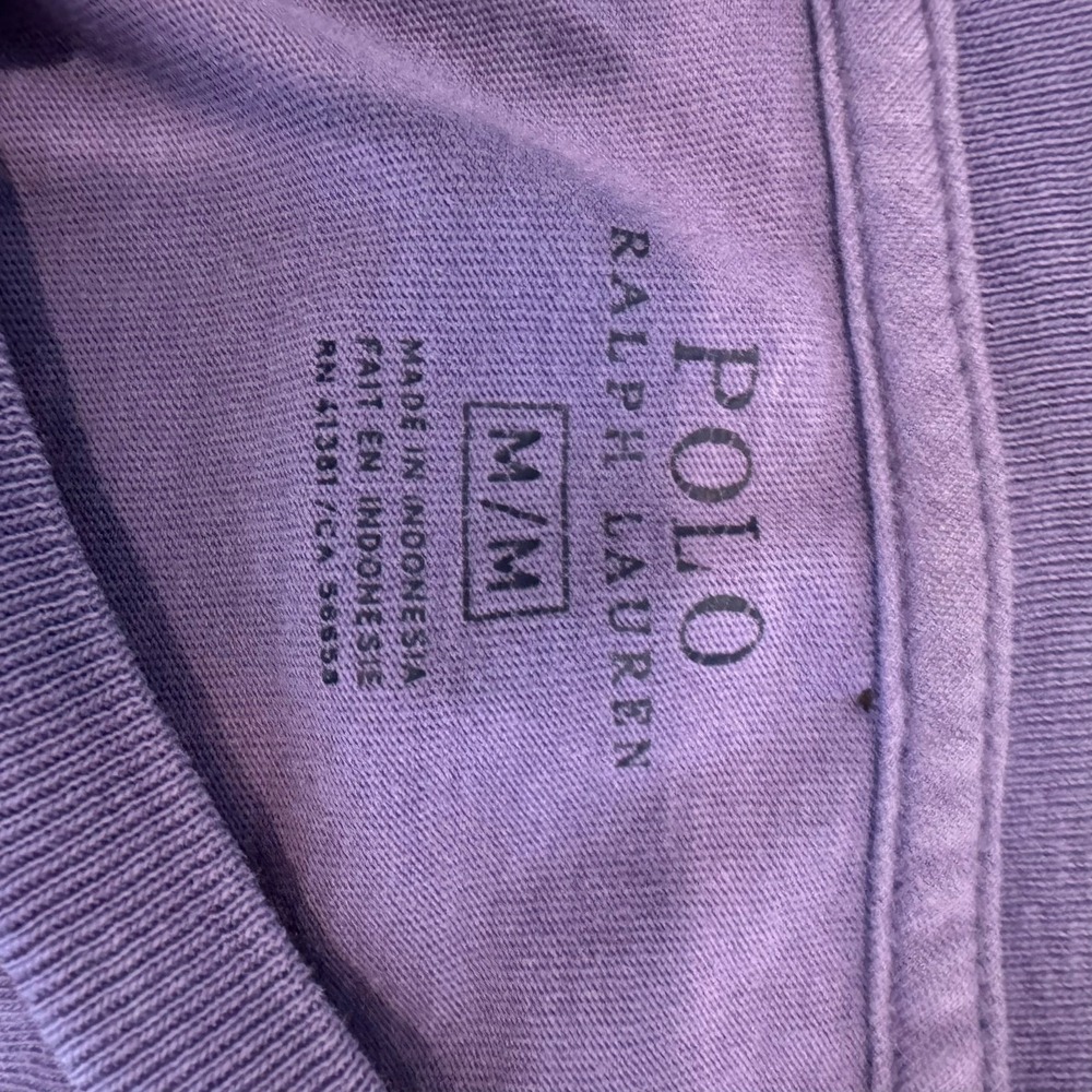 Polo Ralph Lauren Mens Purple Short Sleeve T-Shirt Orange Pony Logo Size Medium - Picture 5 of 6